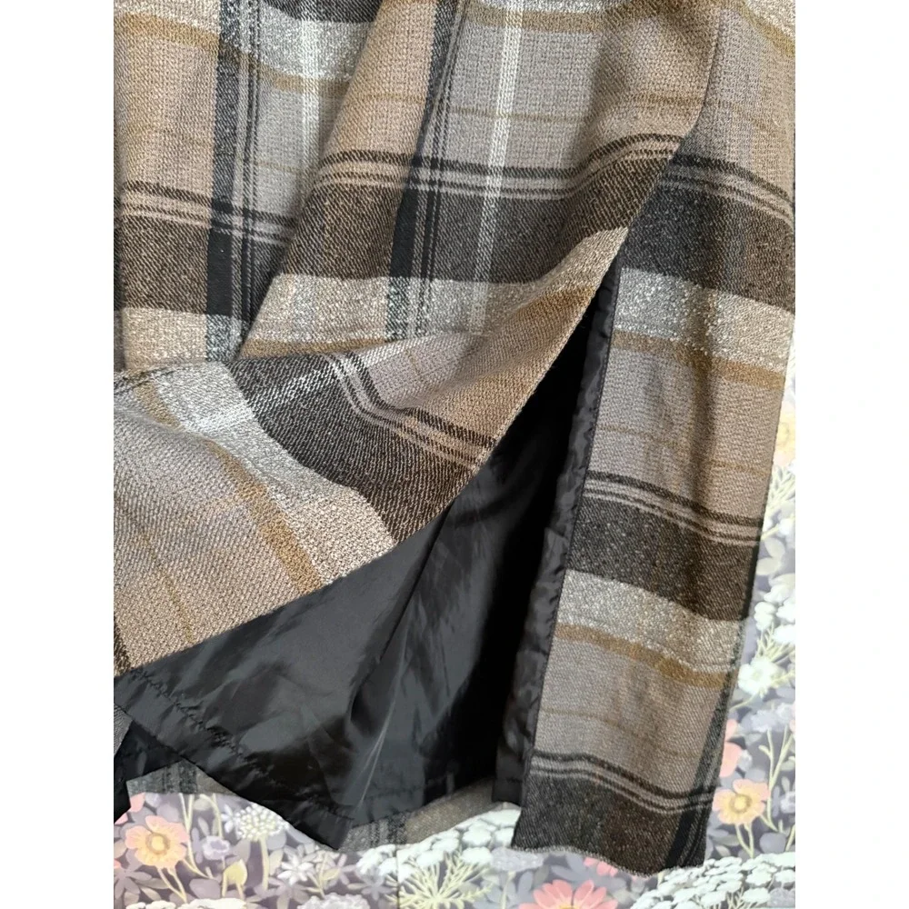 Cato Woman Plaid Midi Skirt Elastic Waist Side Slit‎ Lined Womens 18W